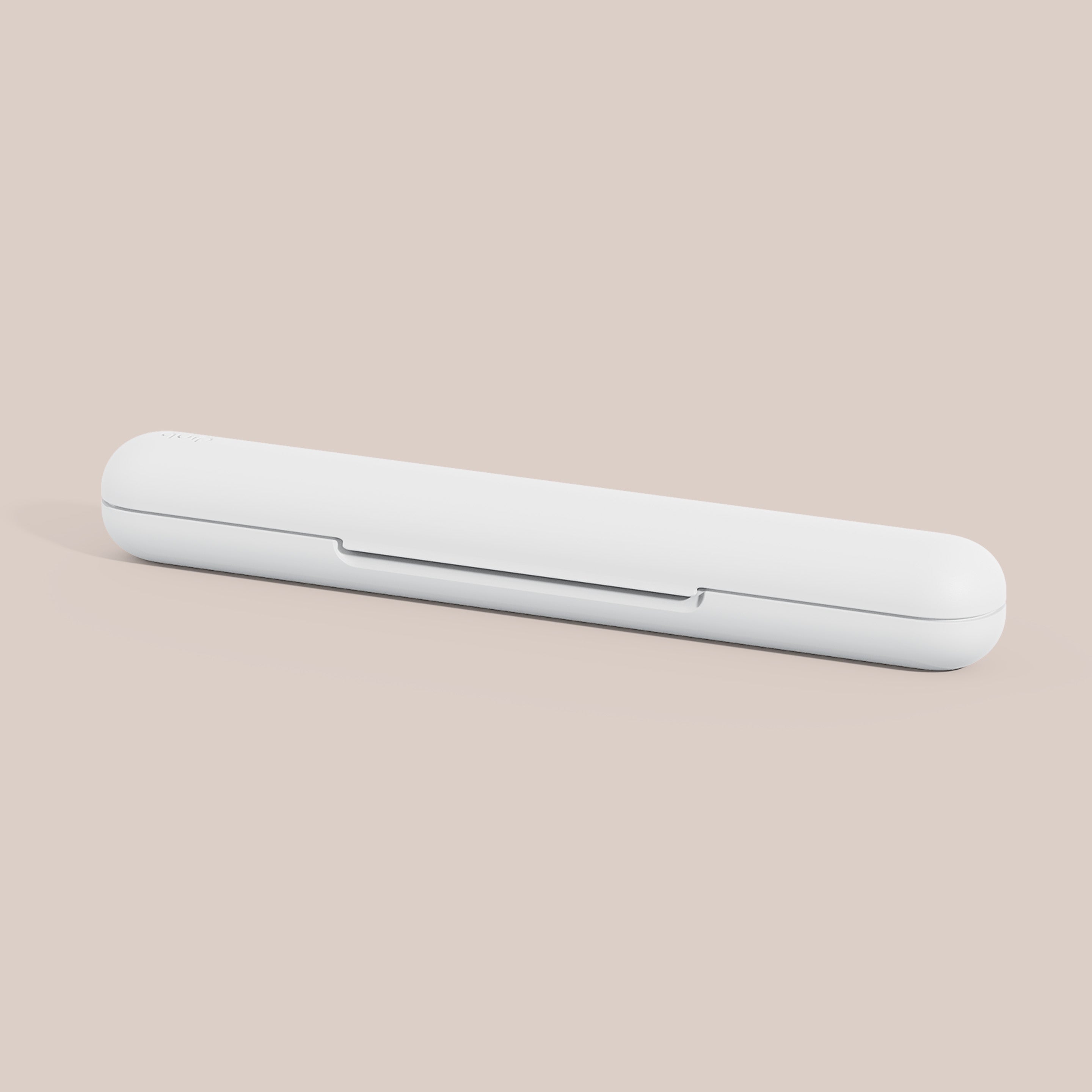 Travel Case in white with a sleek, rounded design for storing and protecting the Ultra™ toothbrush on the go.