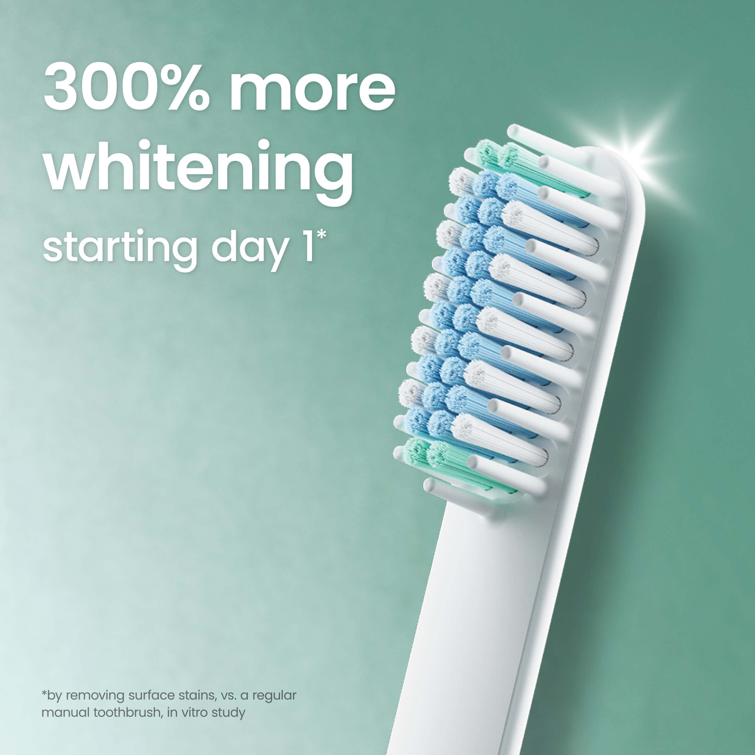 Electric toothbrush with whitening feature on a green background
