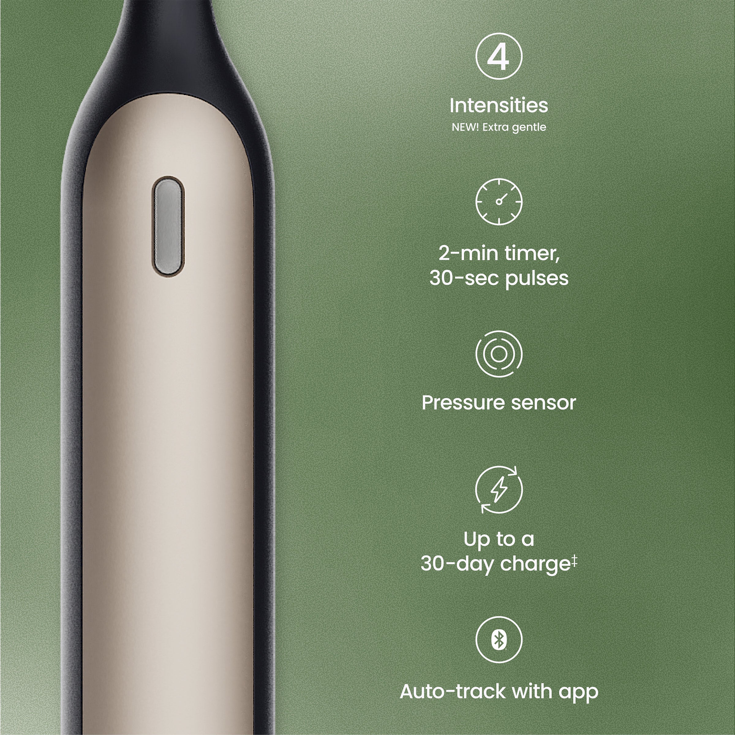 Electrical device with features listed on a green background