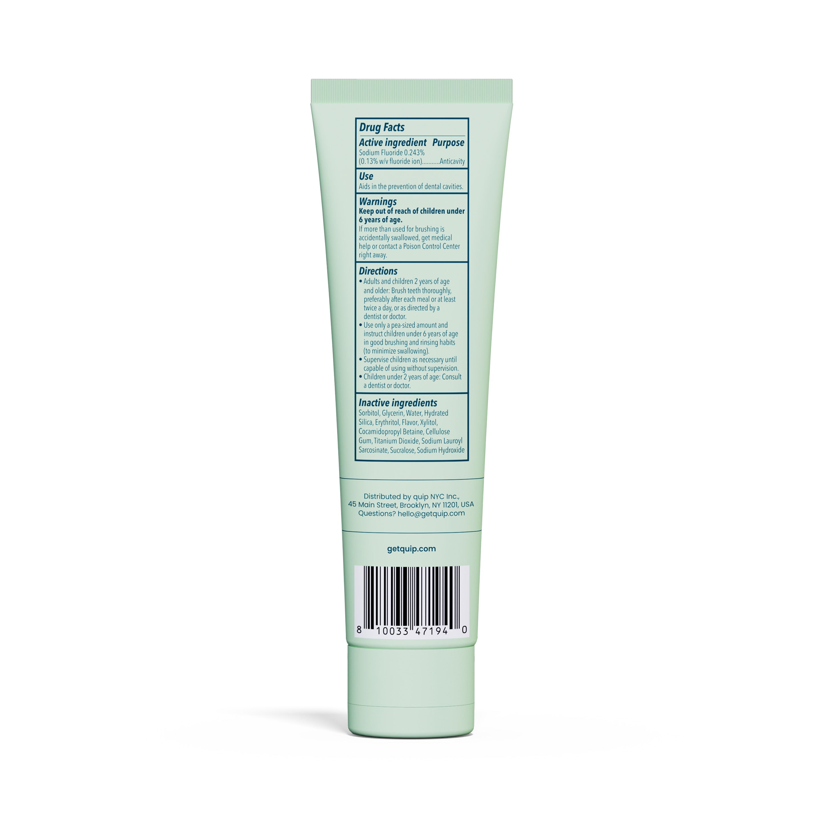 quip Daily Strengthening Anticavity Toothpaste Mint