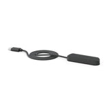Black USB cable with a rectangular connector on a white background
