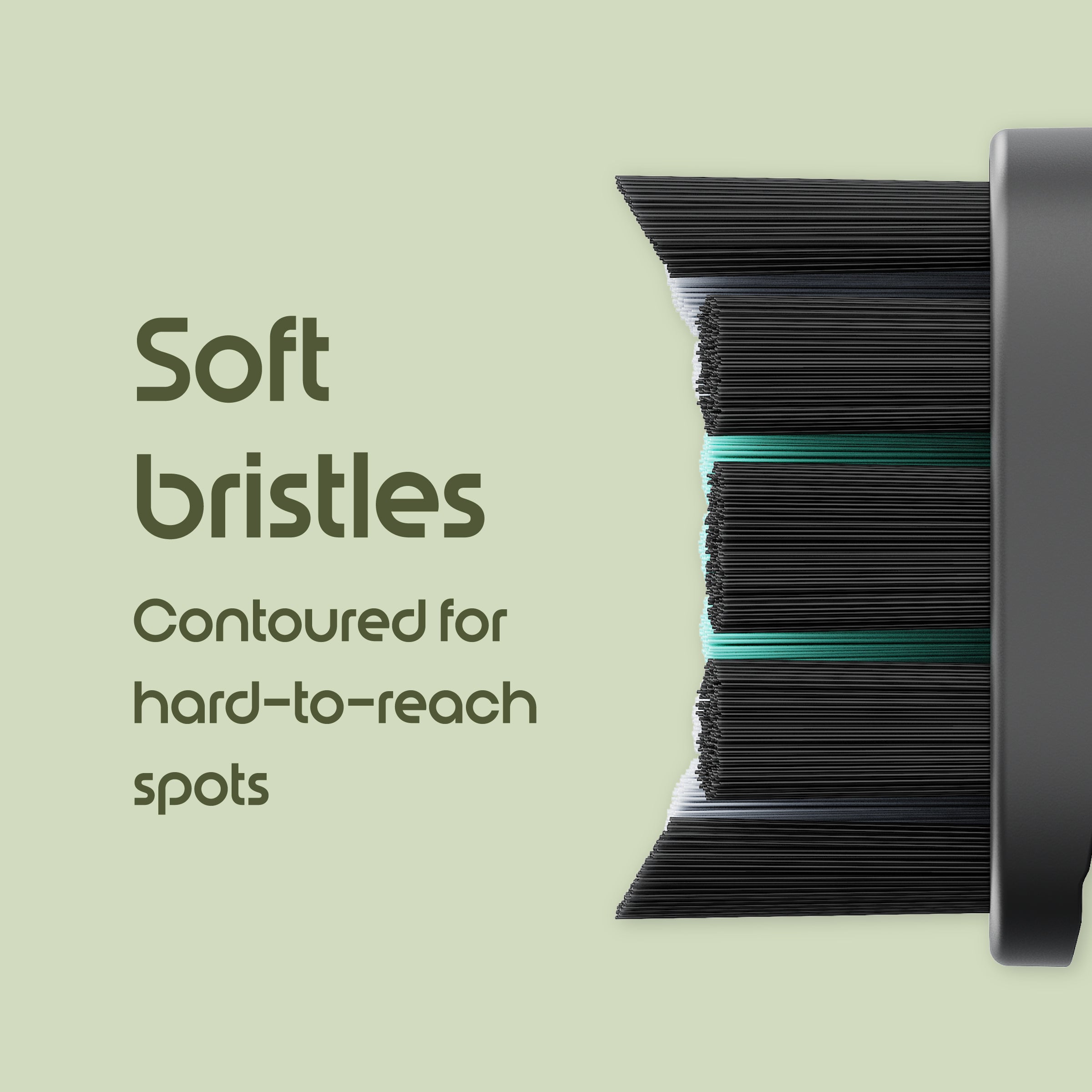 Bristle brush with soft bristles on a light green background