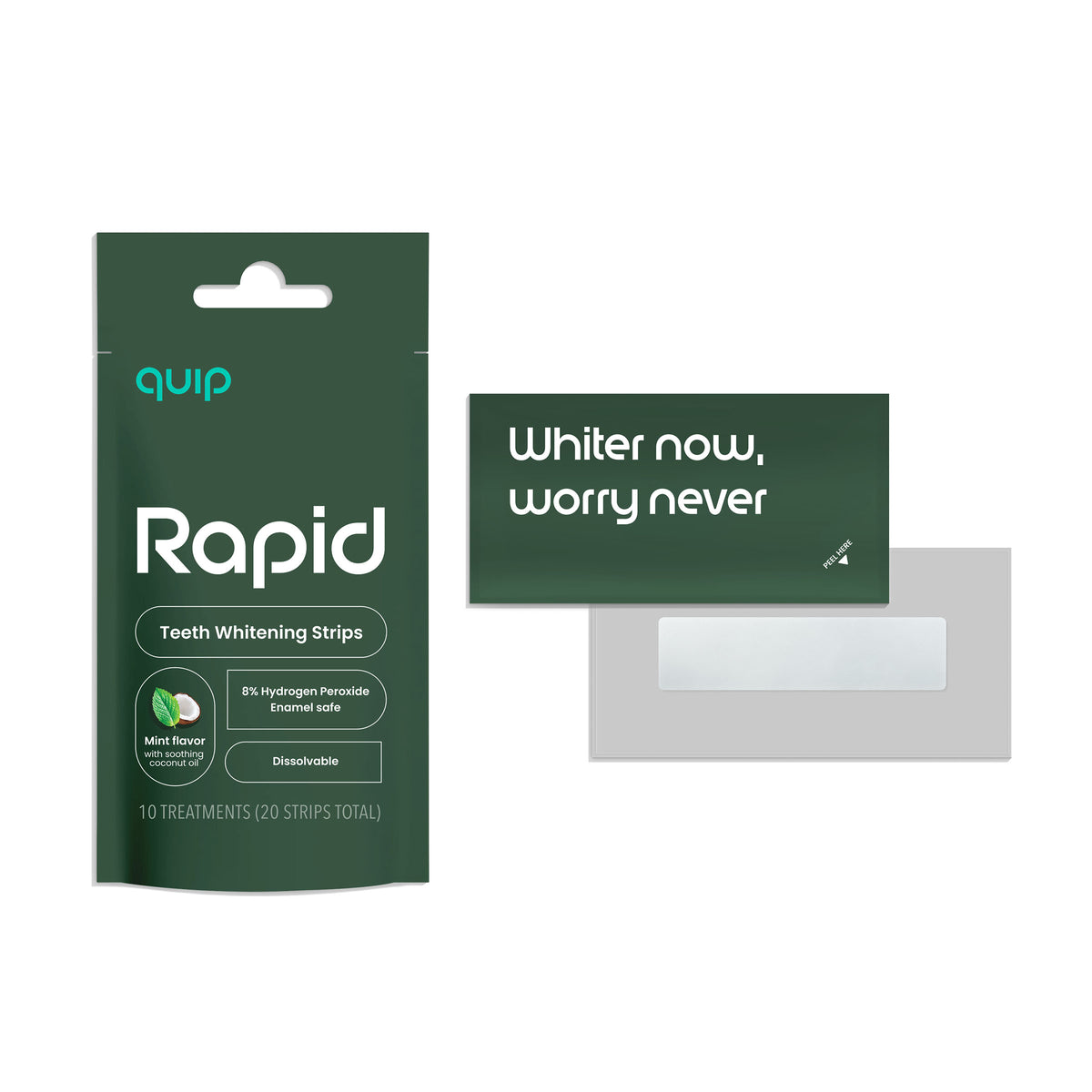 quip Rapid Dissolvable Whitening Strips 10-pack - enamel-safe teeth whitening
